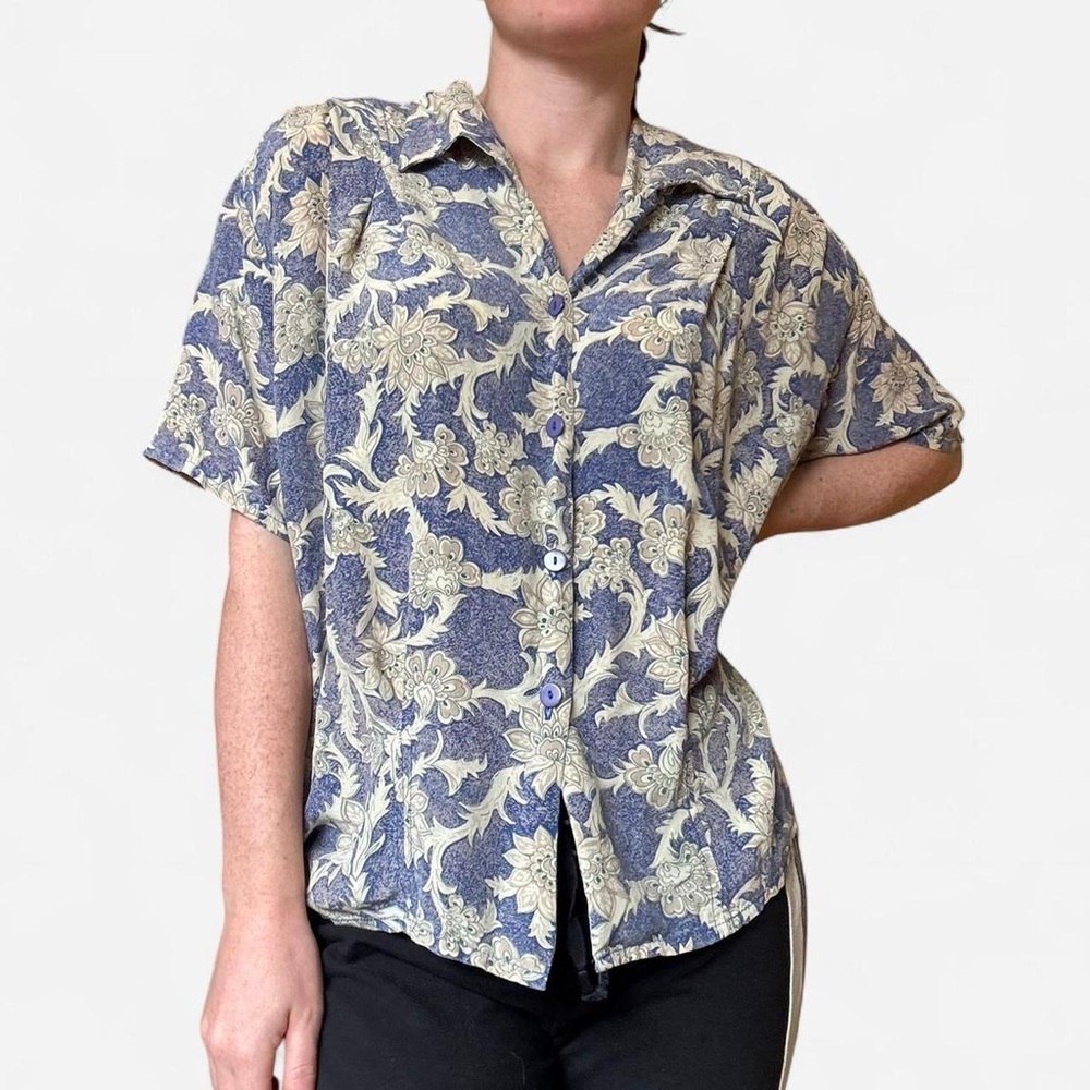 Silk vintage Chinese button up blouse